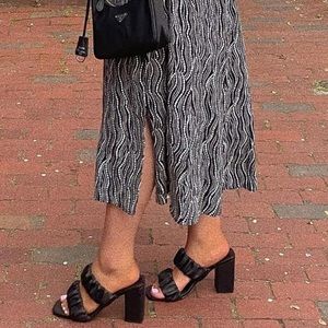 JustFab Ruched Strap Black Block Heels